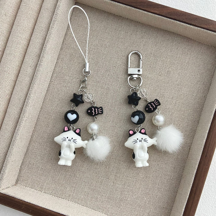 Cat-Themed Charm Keychain Bowlift
