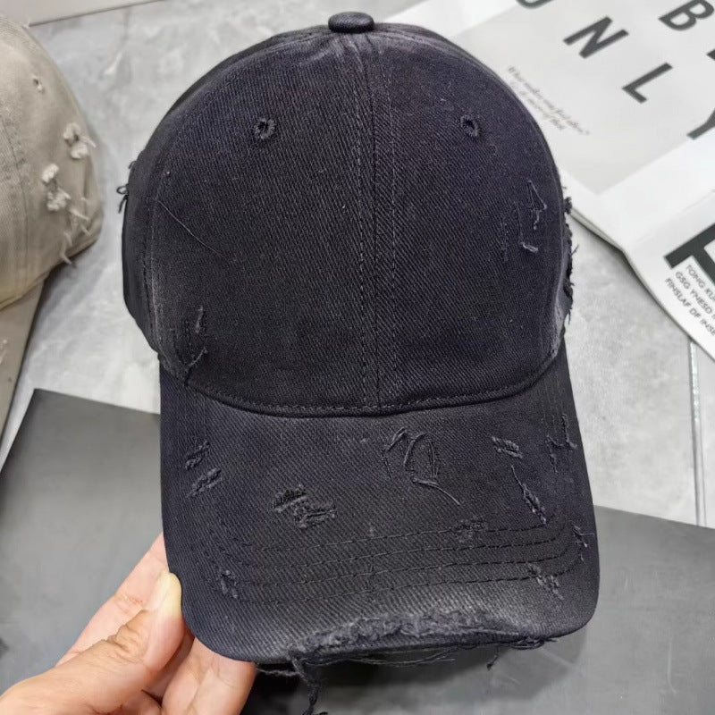 Men's Distressed Denim Baseball Cap Bowlift