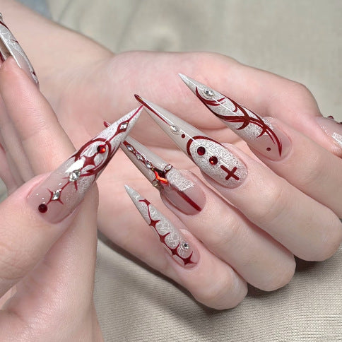 Artificial nails with elegant 3D applications and filigree design Bowlift
