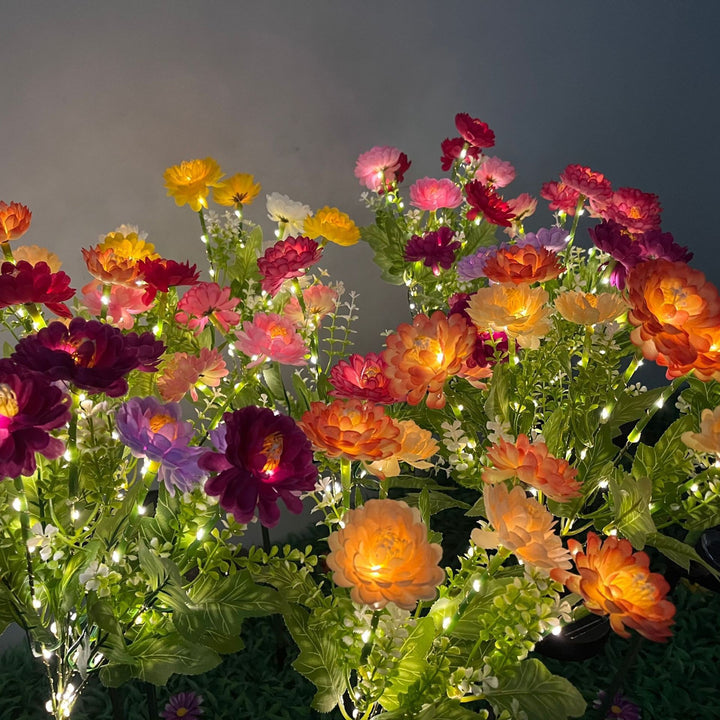 Solar Garden Stake Artificial Flower LED Pathway Decor Bowlift