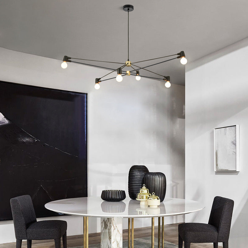 Industrial-Style Chandelier with Adjustable Arms