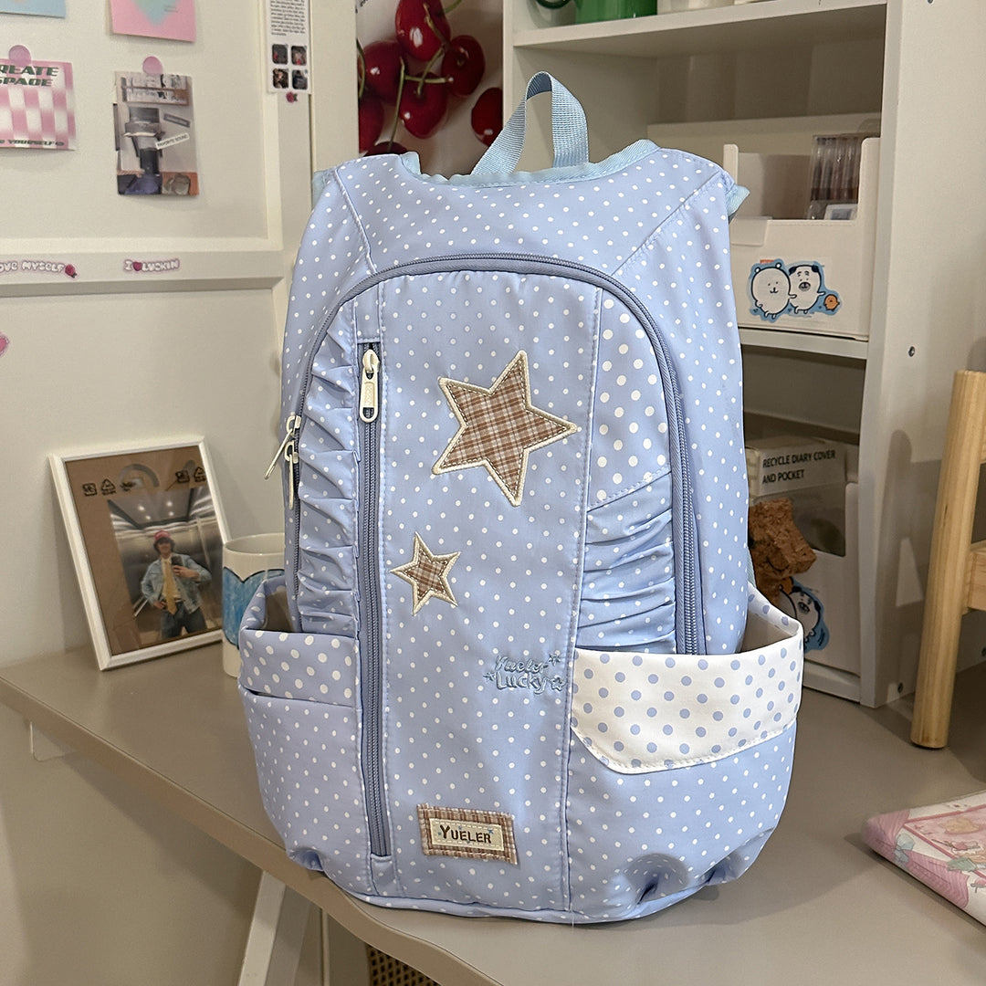 Cute Star-Patterned Ruffled School Backpack
