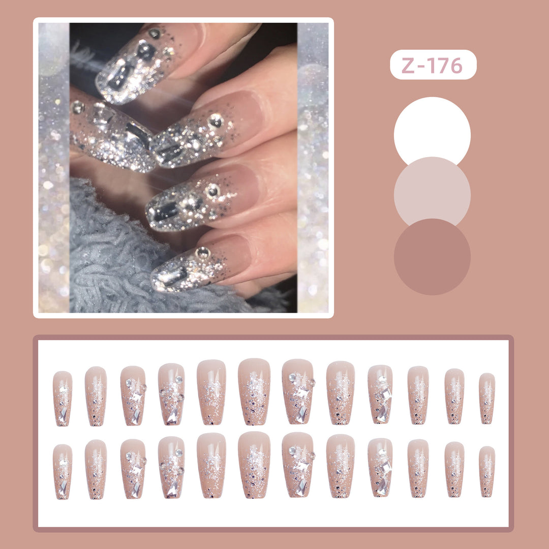 Glittery Rhinestone-Embellished Press-On Nail Set Bowlift