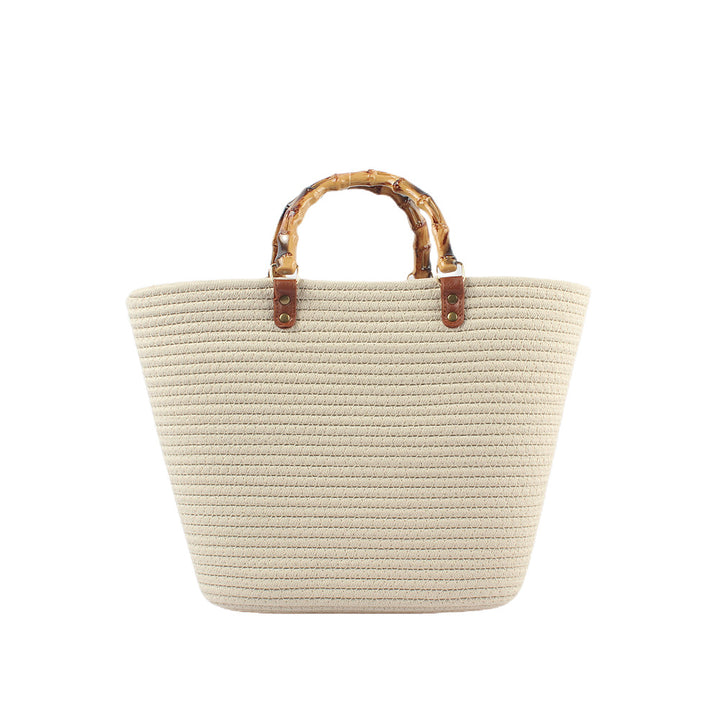 Stylish beach bag with bamboo handles Bowlift