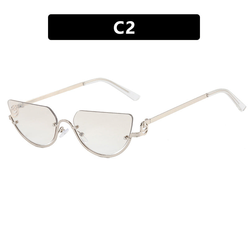 Ladies Cat-Eye Sunglasses with Gold-Colored Metal Frame and UV Protection Bowlift