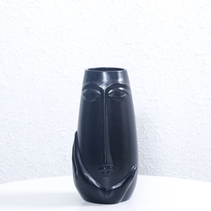 Artistic Face-Shaped Ceramic Vase Bowlift