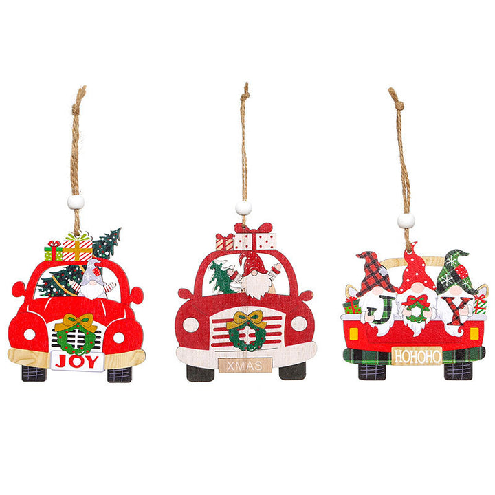 Decorative Wooden Christmas Car Ornaments Bowlift