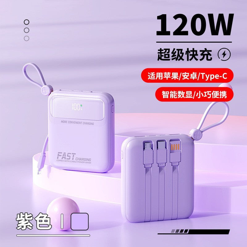 Portable power bank with integrated cables and multifunctional charging port Bowlift
