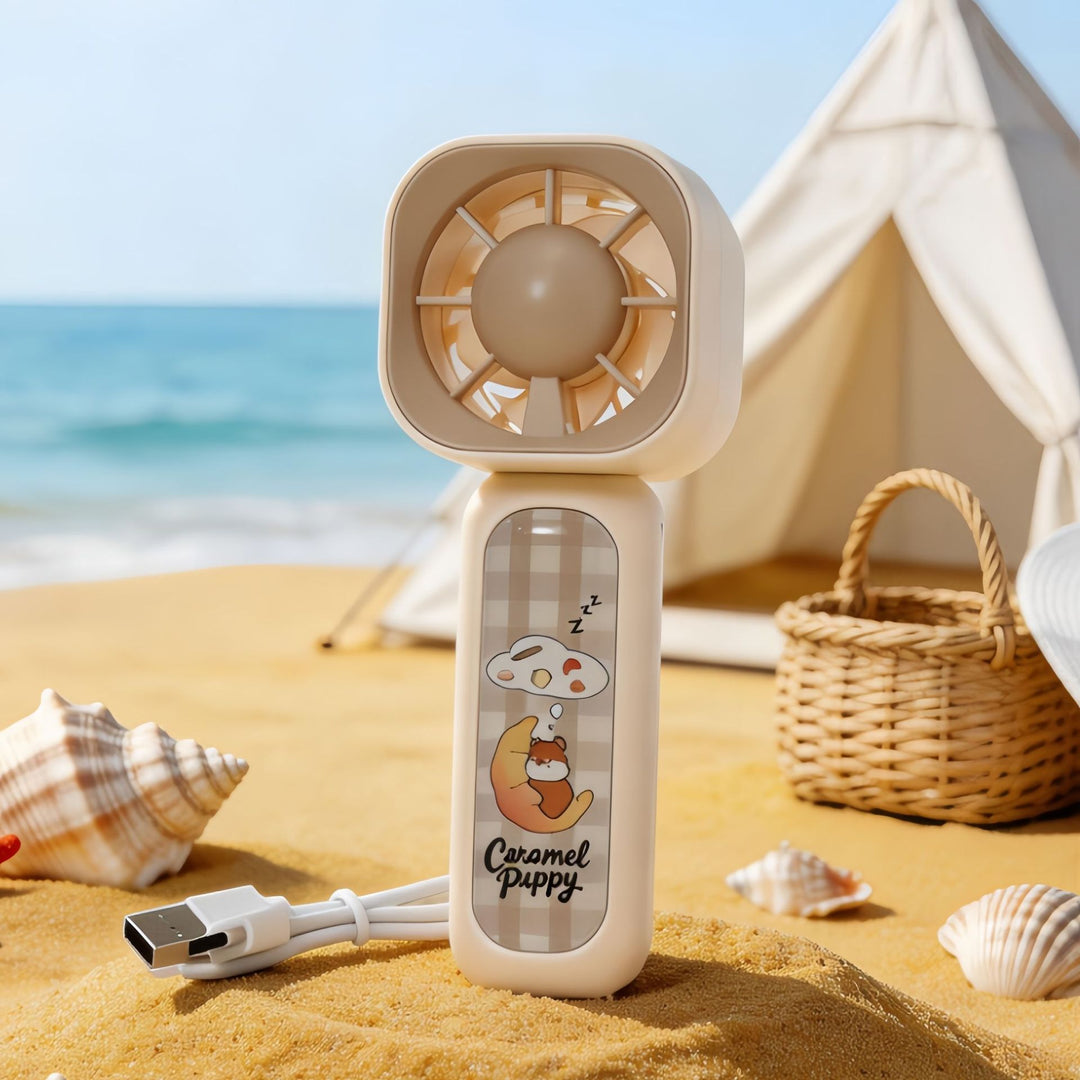 Women's Portable Mini Fan with Cute Animal Design and USB Charging Function Bowlift
