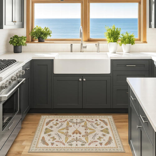 Floral-Patterned Kitchen Area Mat