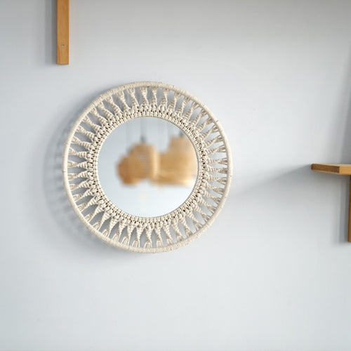 Beef Wall Mirror with Macrame Frame