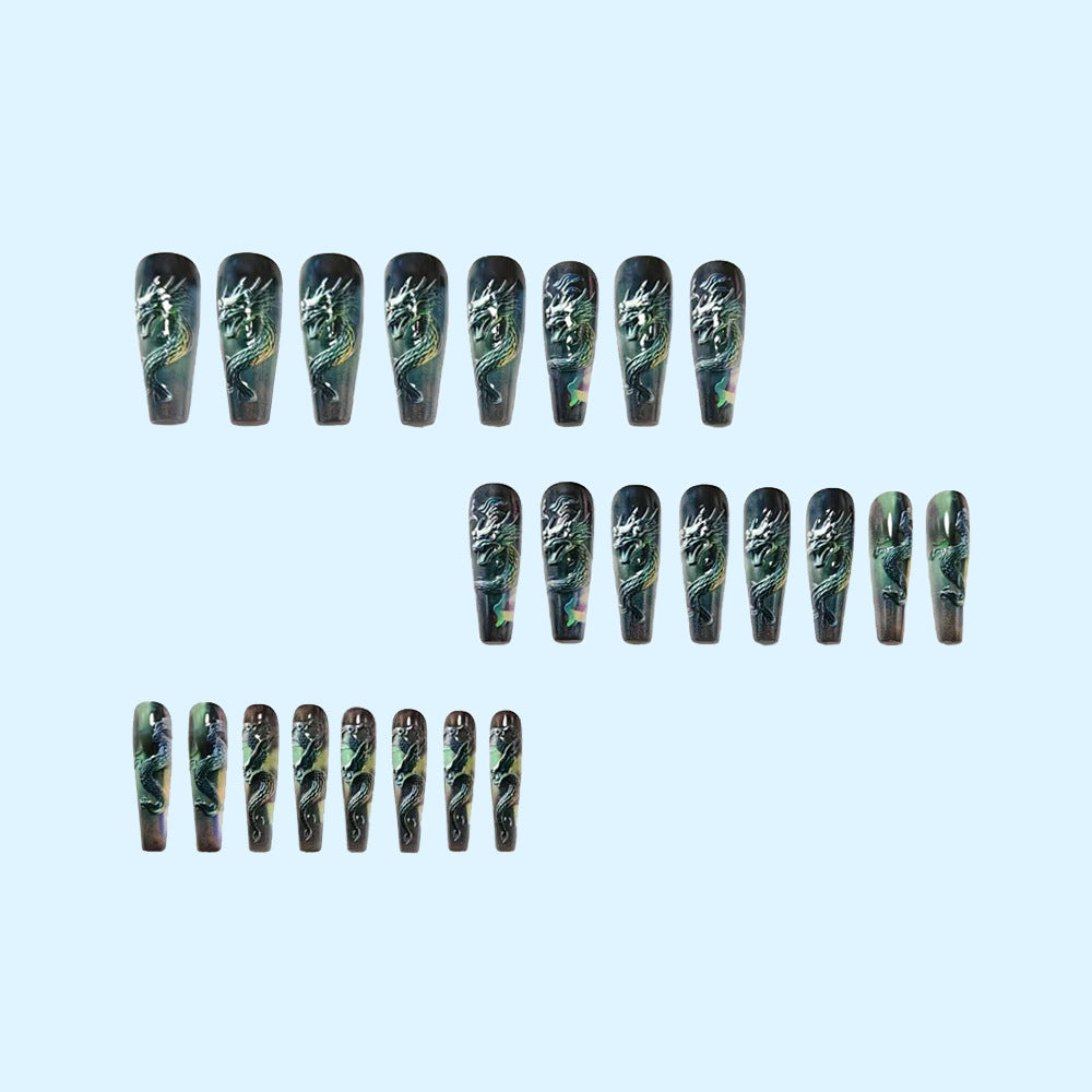 Artificial nails with 3D dragon design Bowlift