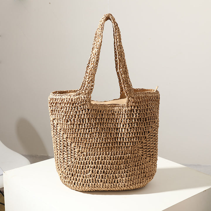 Handmade straw bag with comfortable inner bag Bowlift