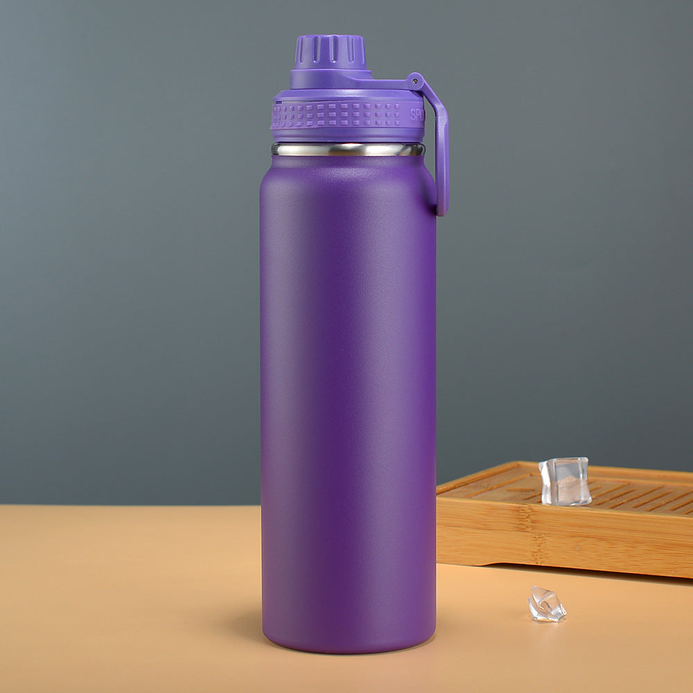 Double-Wall Vacuum Insulated Stainless Steel Wide-Mouth Water Bottle With Leakproof Screw Cap And Ergonomic Carry Handle
