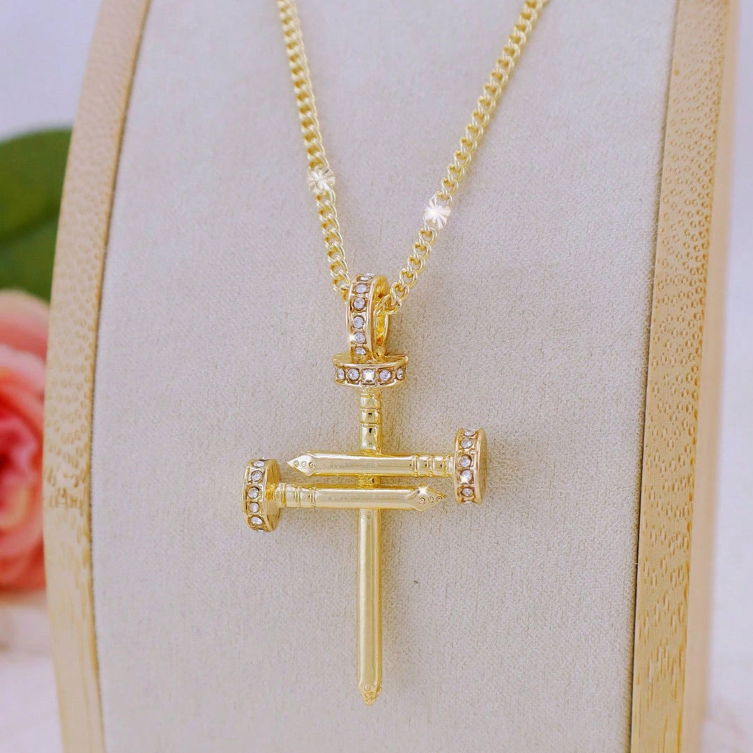Luxurious Gemstone Embellished Cross Pendant Necklace Bowlift