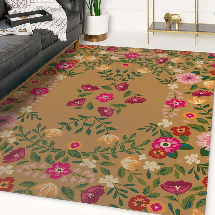 Floral Patterned Area Rug Bowlift