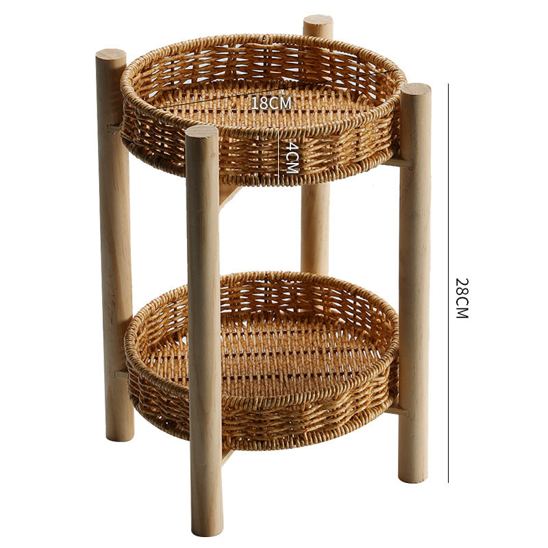 Handwoven Decorative Tabletop Basket with Wooden Legs Bowlift