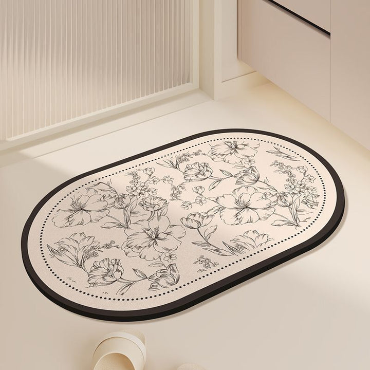 Elegant Floral Print Kitchen Mat