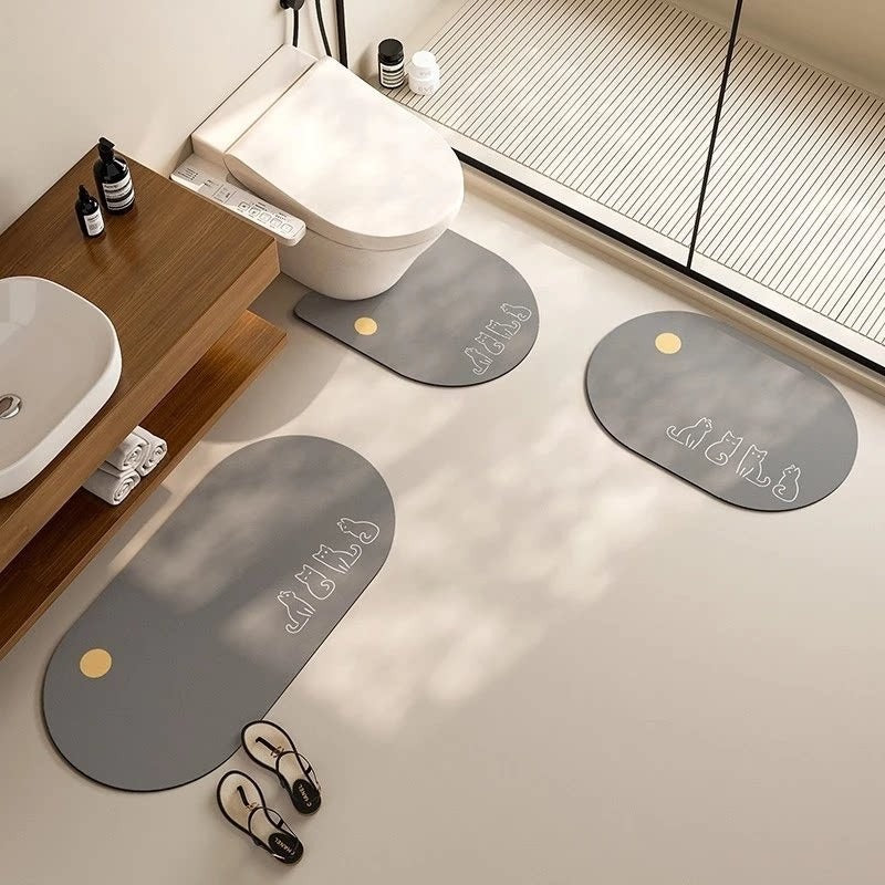 Modern Bathroom Non-Slip Area Mat Set Bowlift