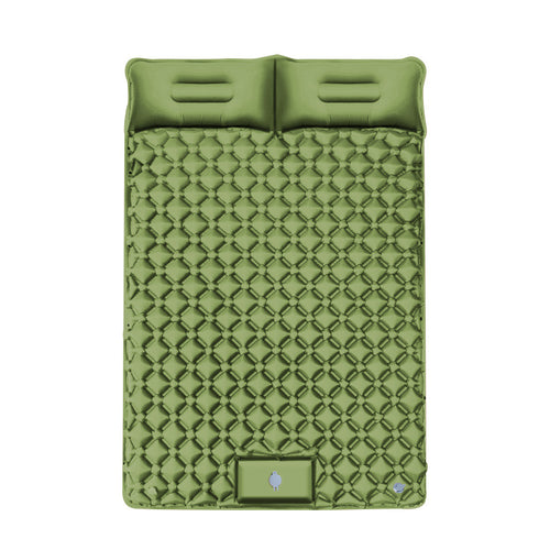 Inflatable camping mattress with integrated headrest and non-slip underside Bowlift