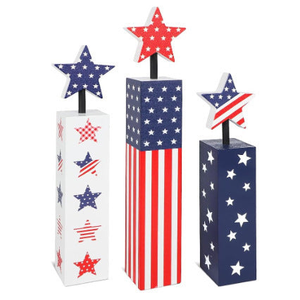 Unisex nan patriotic table decoration set with glittering star columns and flag pattern Bowlift