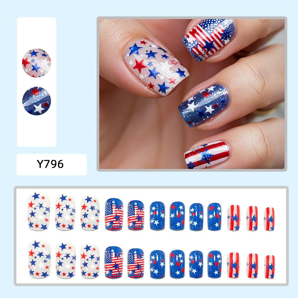 Artificial nails with patriotic star design Bowlift