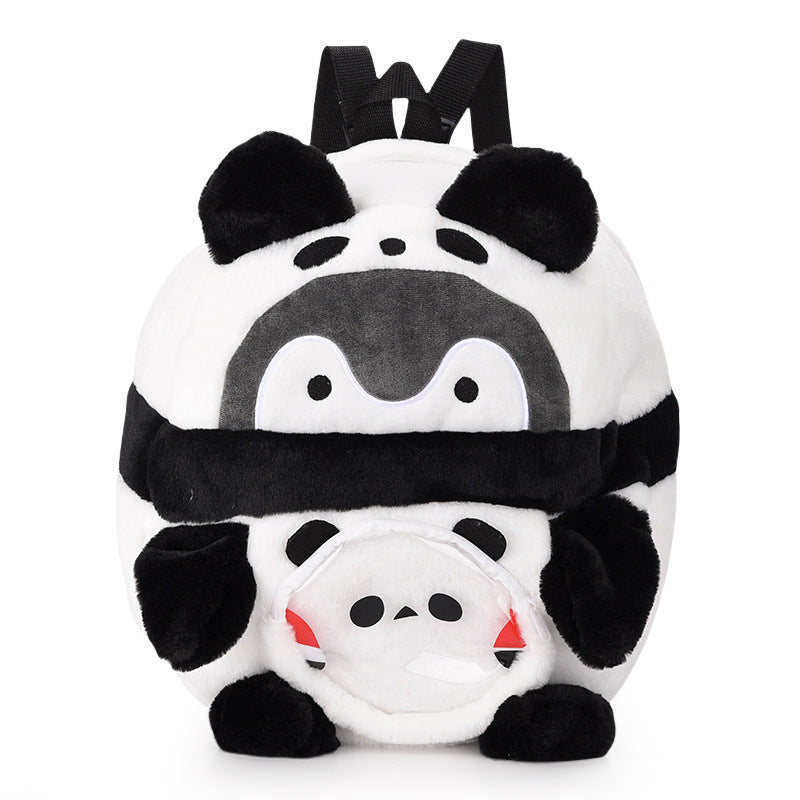 Plush Backpack with Playful Panda Design Bowlift