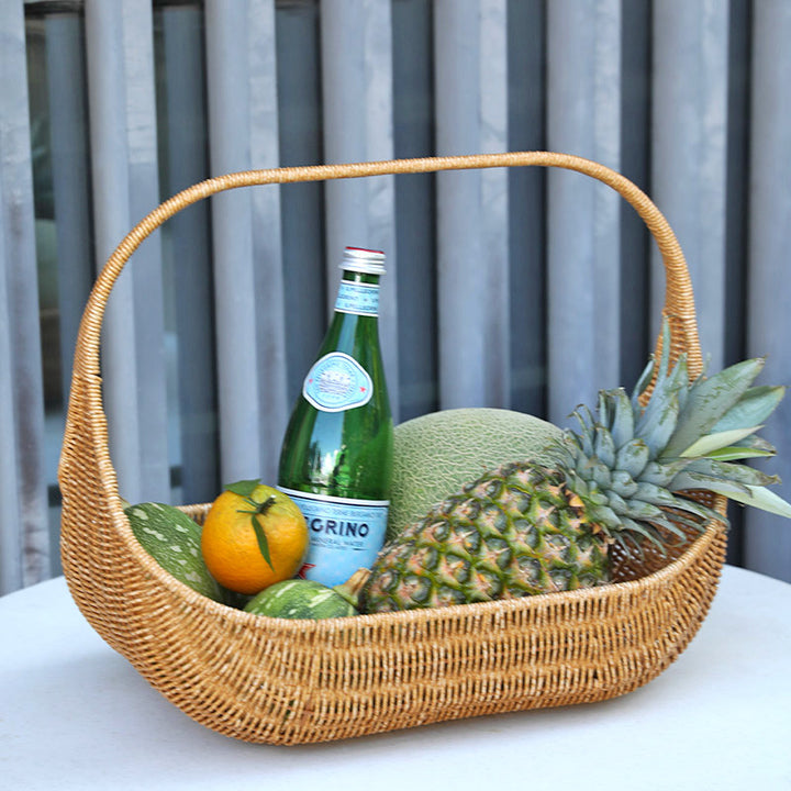 Handcrafted Natural Wicker Carry Basket Bowlift