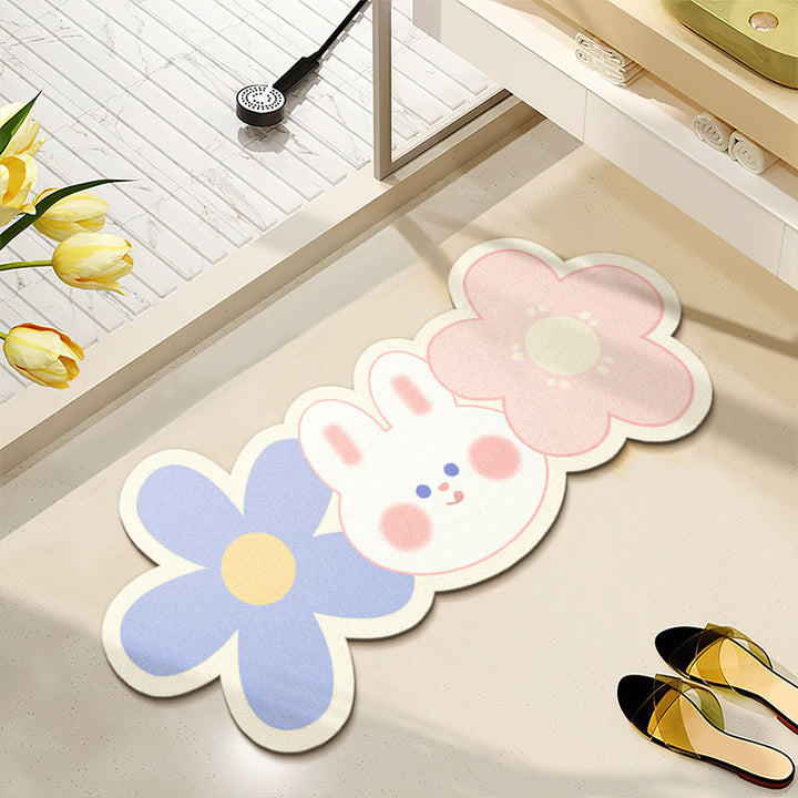 Floral Pattern Water-Absorbent Bath Mat
