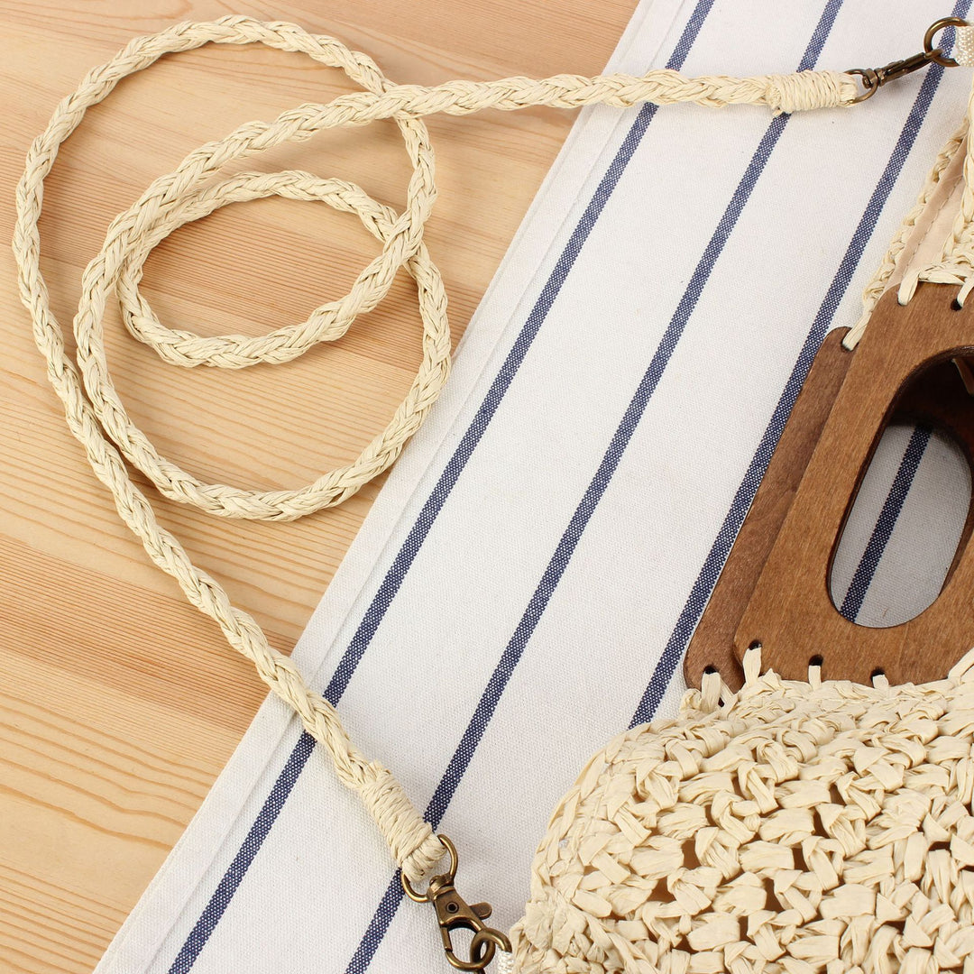 Handbag Made of High-Quality Plant Fiber Weave with Wooden Handle Bowlift