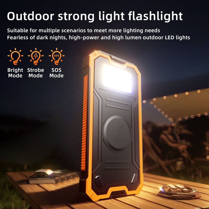 Solar-powered power bank with fast charging function and wireless charging option Bowlift