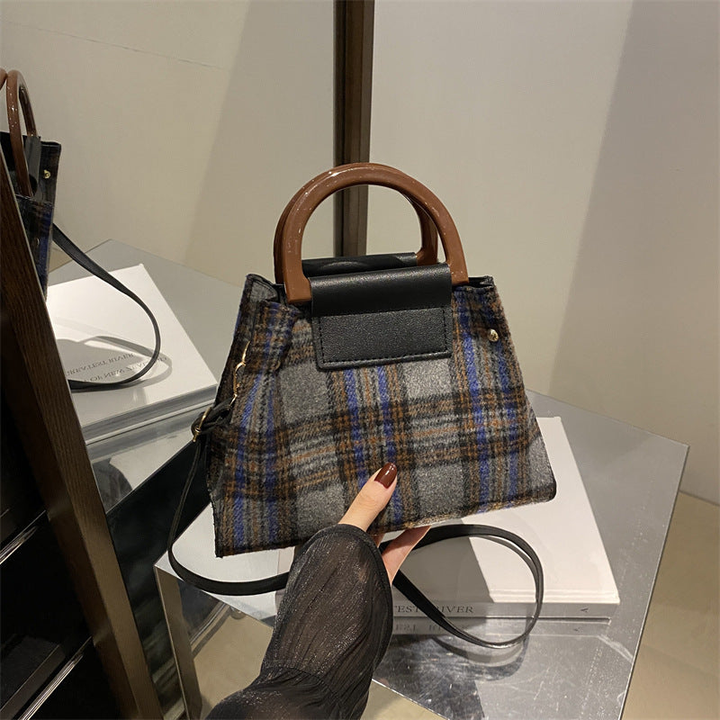 Plaid Structured Mini Handbag Bowlift