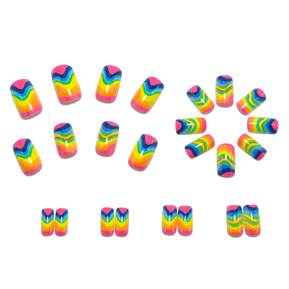 Artificial nails in vibrant wave design Bowlift