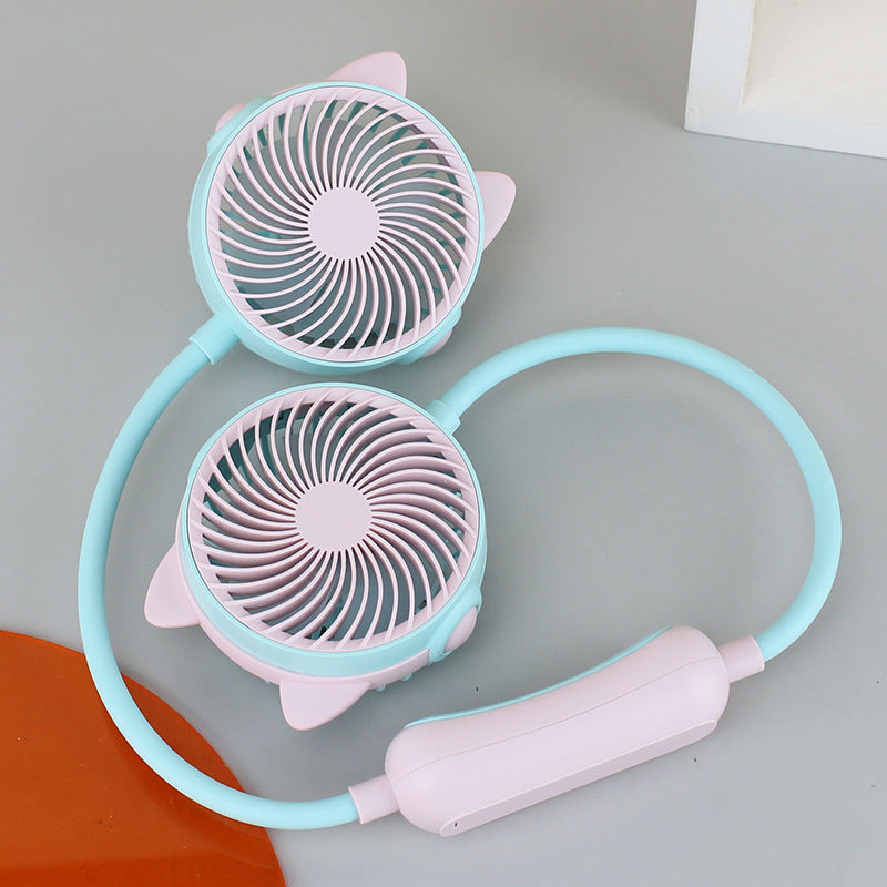 Ladies Portable Neck Fan with Double Adjustable Blades Bowlift