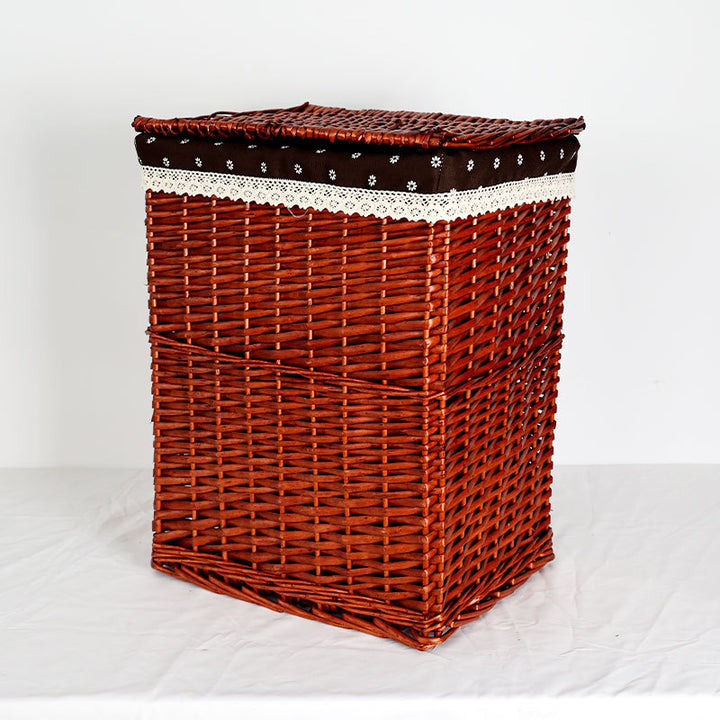 Women's laundry basket with decorative fabric cover and practical lid Bowlift