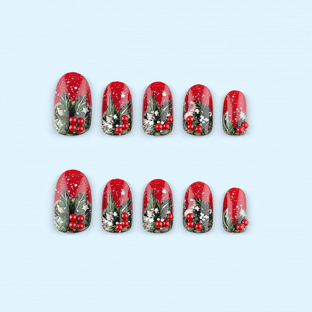 Artificial nails with festive Christmas design Bowlift