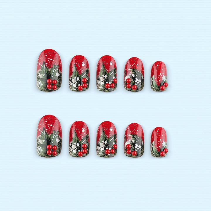 Artificial nails with festive Christmas design Bowlift