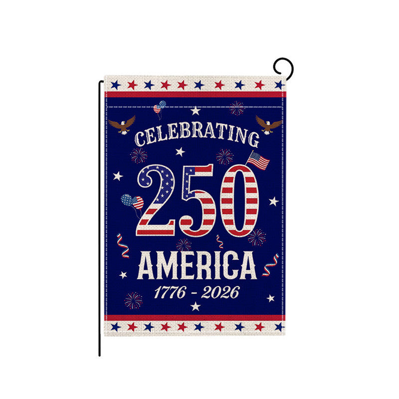 Distressed Vintage American Flag Garden Banner With Statue Of Liberty Motif Double-Sided Polyester
