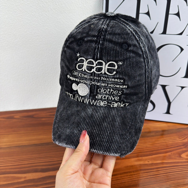 Women's Distressed Corduroy Baseball Cap Bowlift