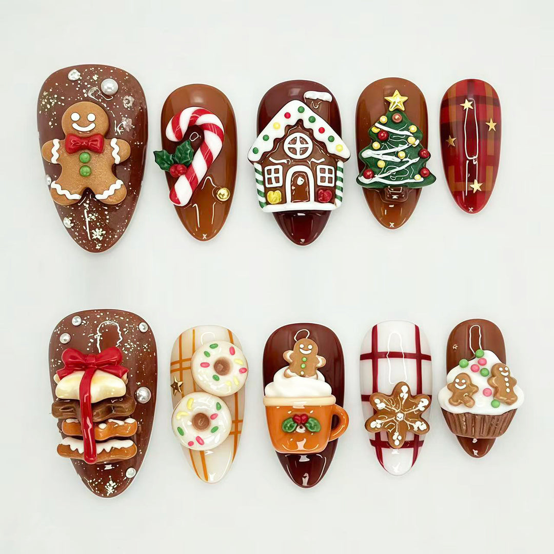Festive Holiday-Themed Press-On Nail Design