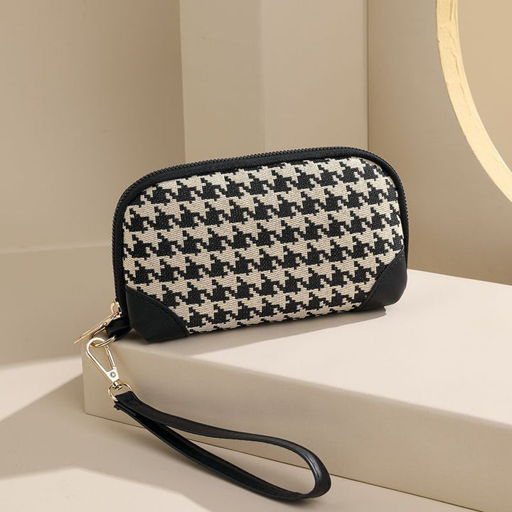 Elegant Houndstooth Zip Pouch Bowlift