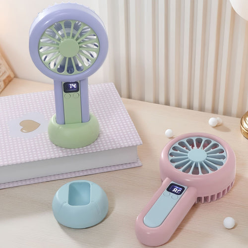 Ladies portable handheld fan with digital speed display Bowlift