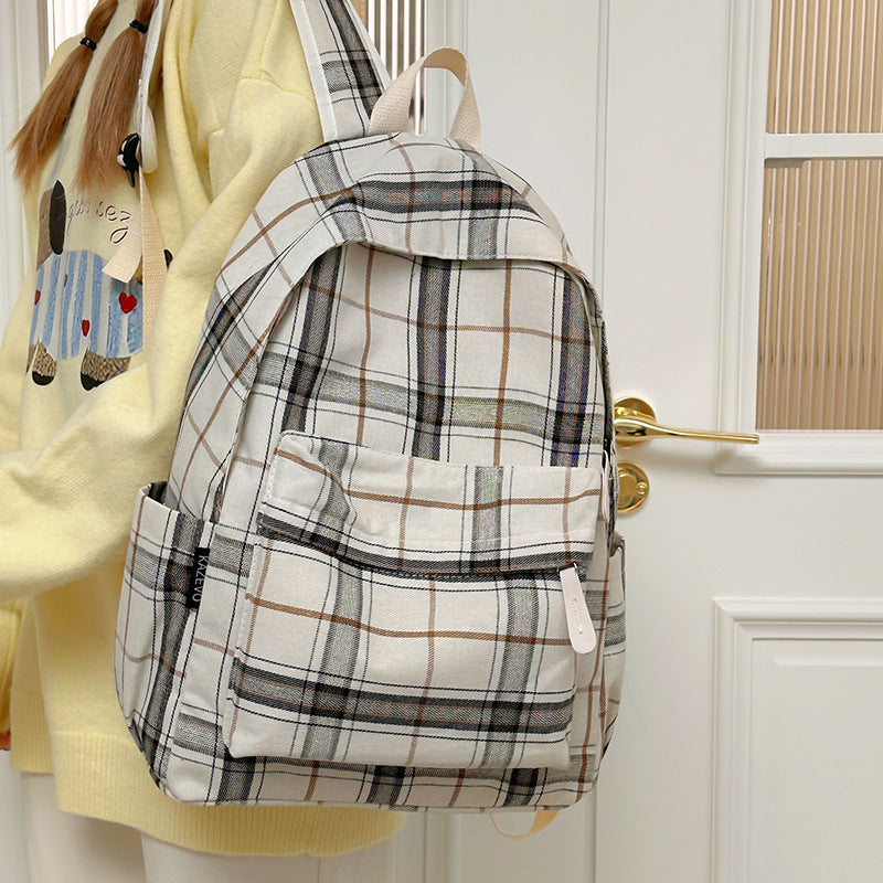 Plaid Patterned Backpack Bowlift