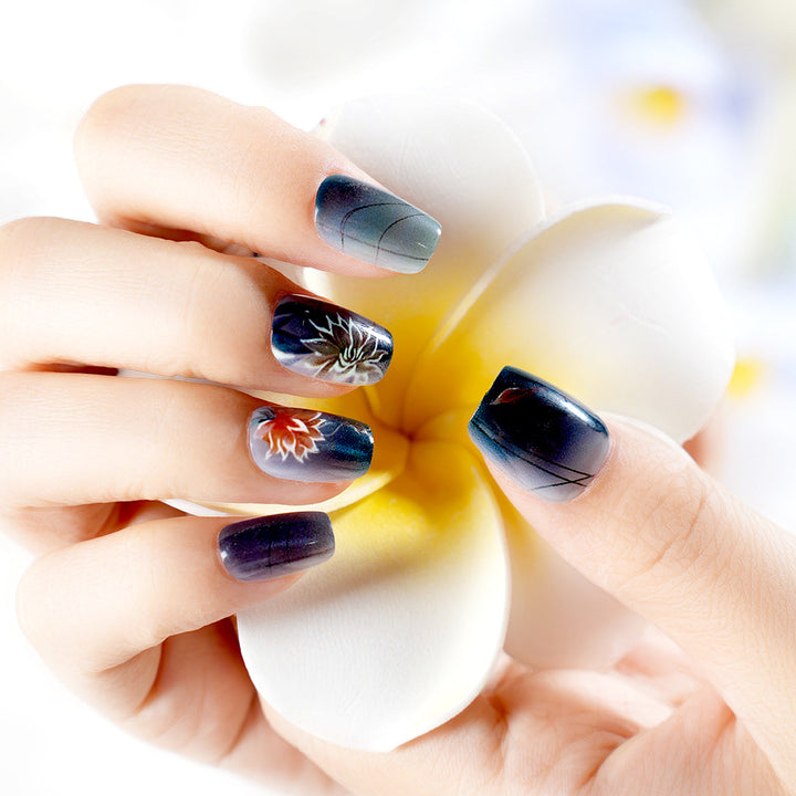Artistic Floral Design Press-On Nails Bowlift