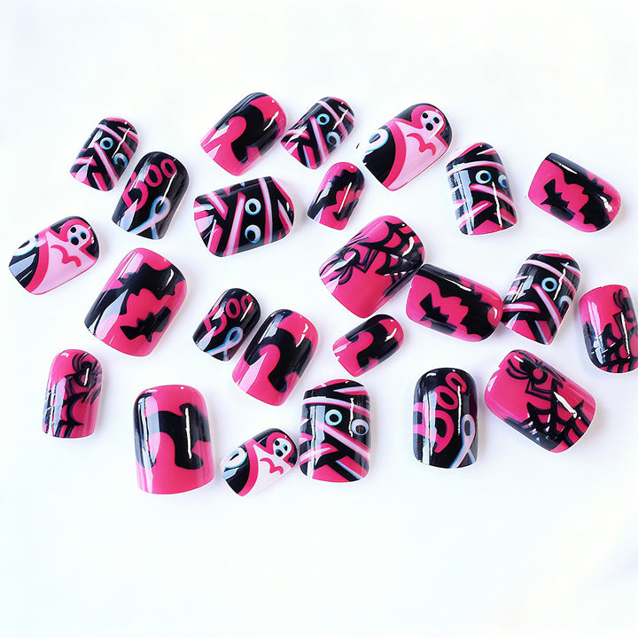 Halloween Artificial Nails with Playful Designs and Glitter Details Bowlift