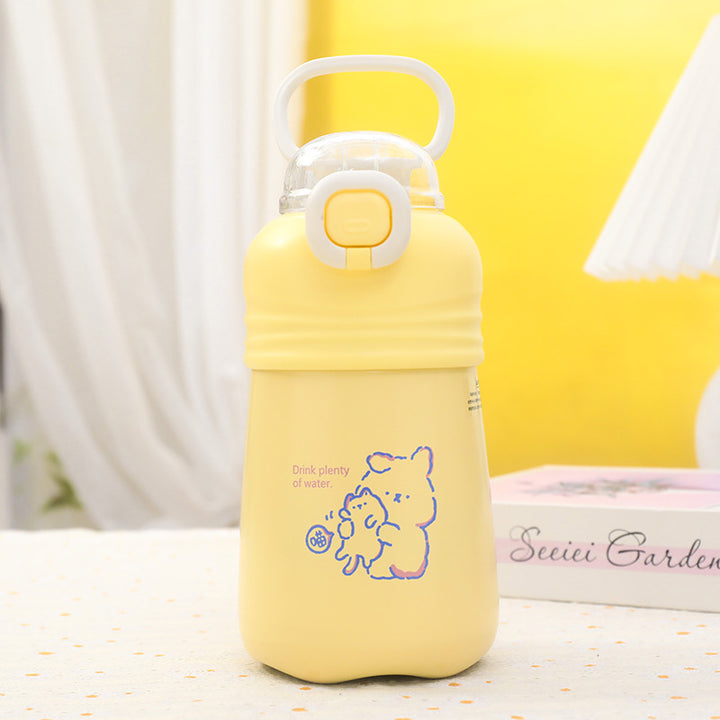 Women Practical Water Bottle with Innovative Push-Button Closure Bowlift