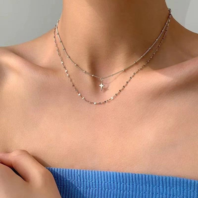 Layered Star and Dot Chain Necklace Bowlift