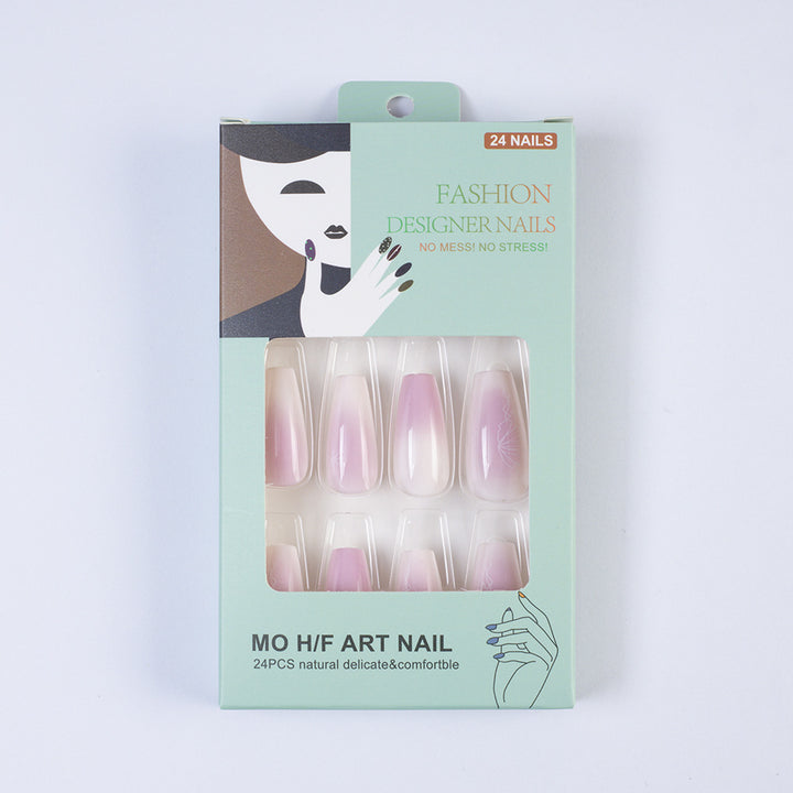 Artificial nails with delicate ombre effect and floral accents Bowlift