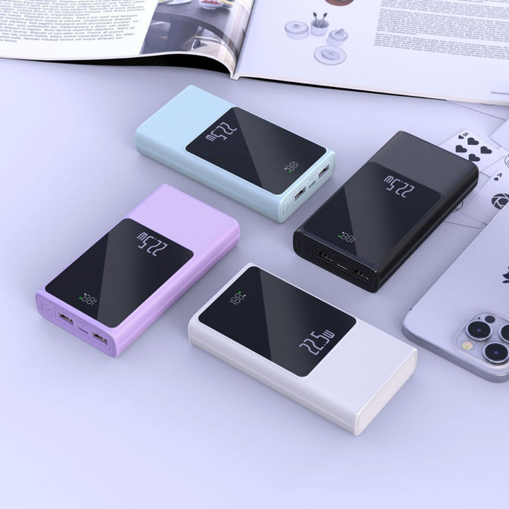 Portable power bank with smart LCD display and dual USB ports Bowlift