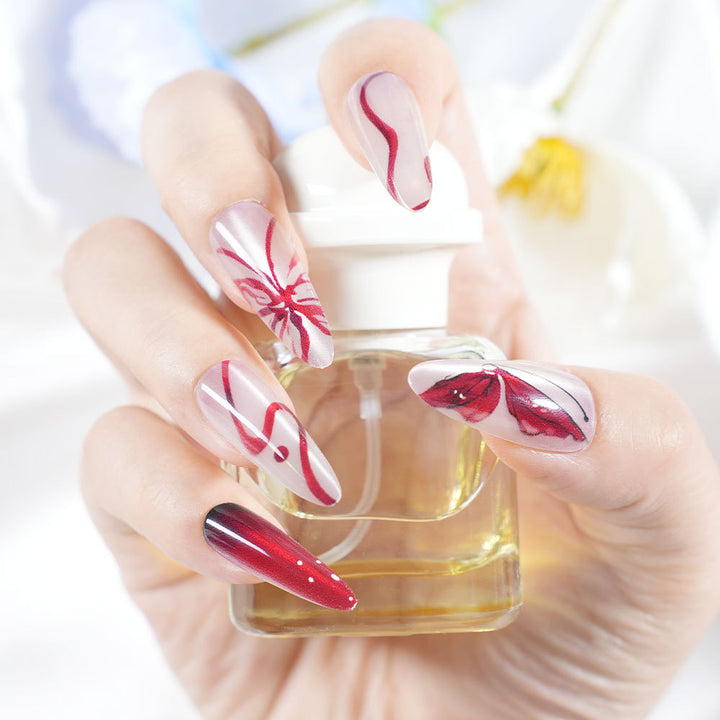 Artistic Long Press-On Nail Design Bowlift